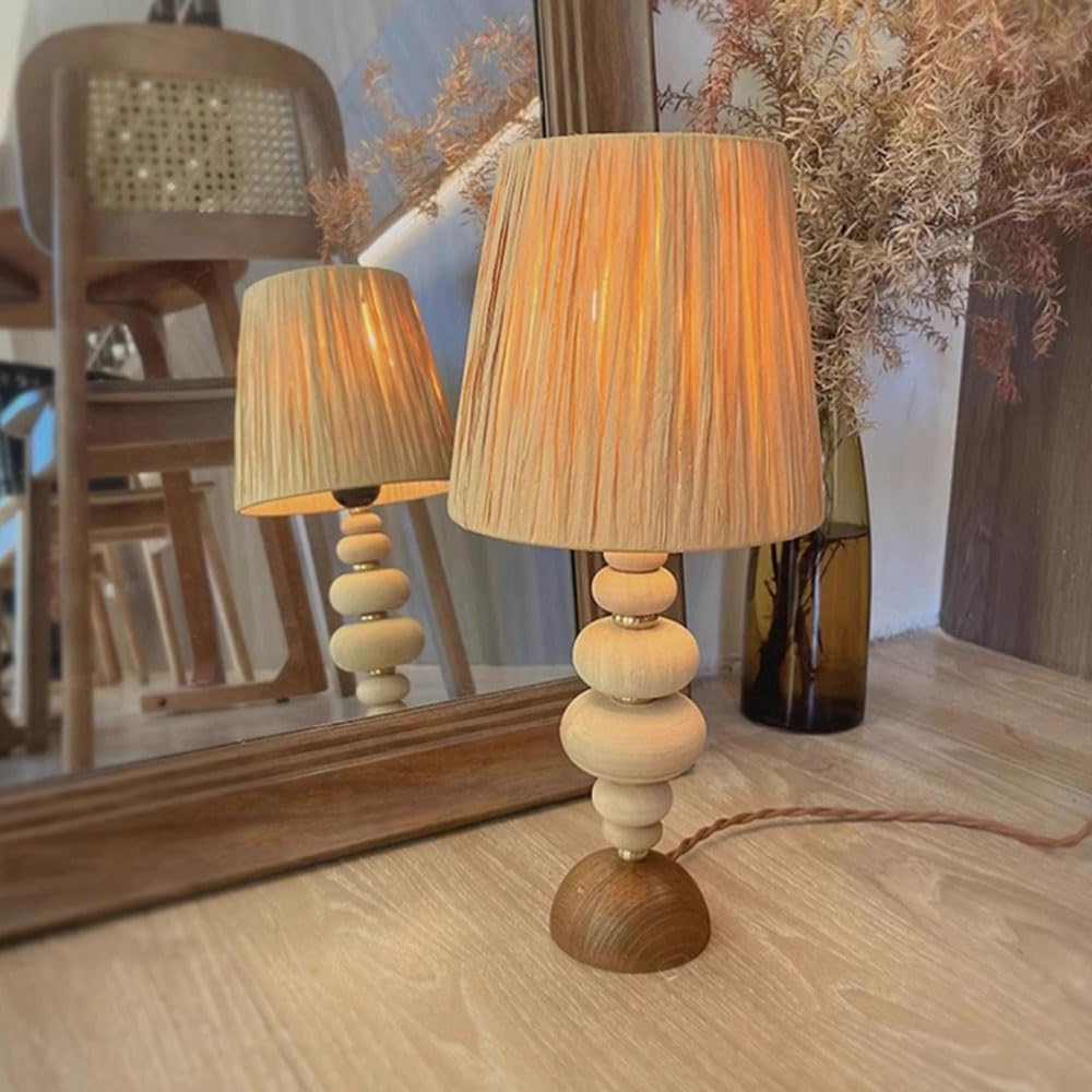 Audara-Wabi-sabi Style Vintage B&B Cafe Dining Room Desk Light Japanese Art Wood Desk Lamp Club Mall Table Lamp Model Home Backdrop Bedroom Living Room Lighting Fixture