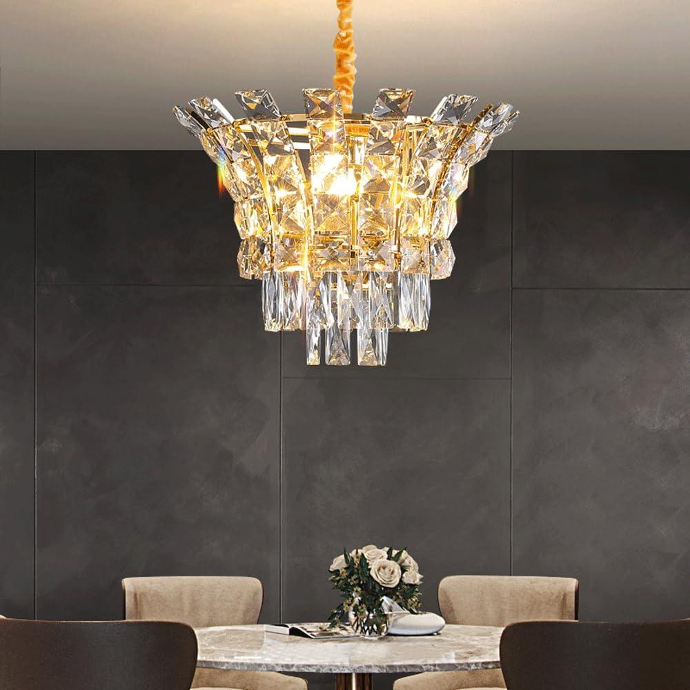 Audara-16-inch Crystal Chandeliers European Modern-Style Chandeliers for Living Rooms Suitable for Bedrooms, Studies, Hotels, Kitchens, and Island Ceiling Lights Glass Chandelier
