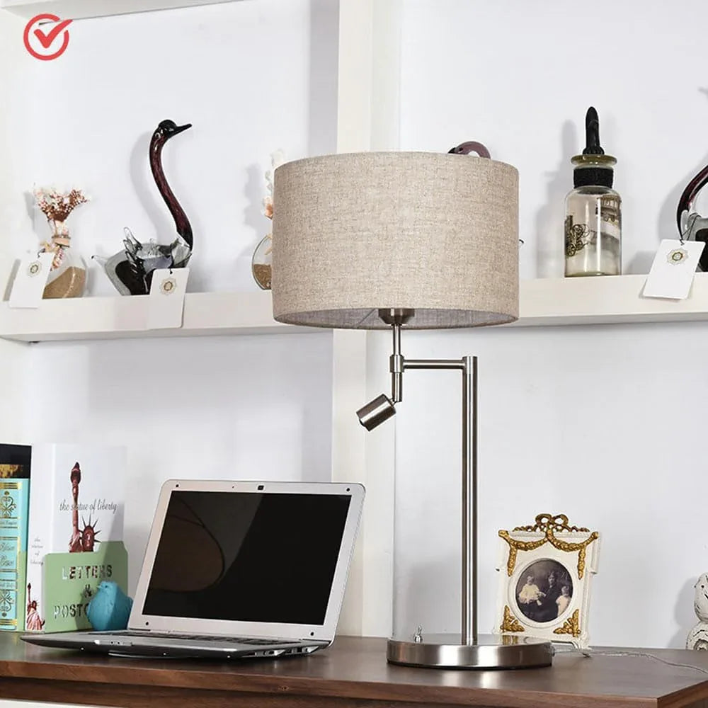 Audara-American Creative Bedroom Bedside Living Room Desk Light Fashion Warm Cloth Metal Desk Lamp Warehouse Study Office Table Lamp Coffee Shop Restaurant Decoration Lighting Fixture