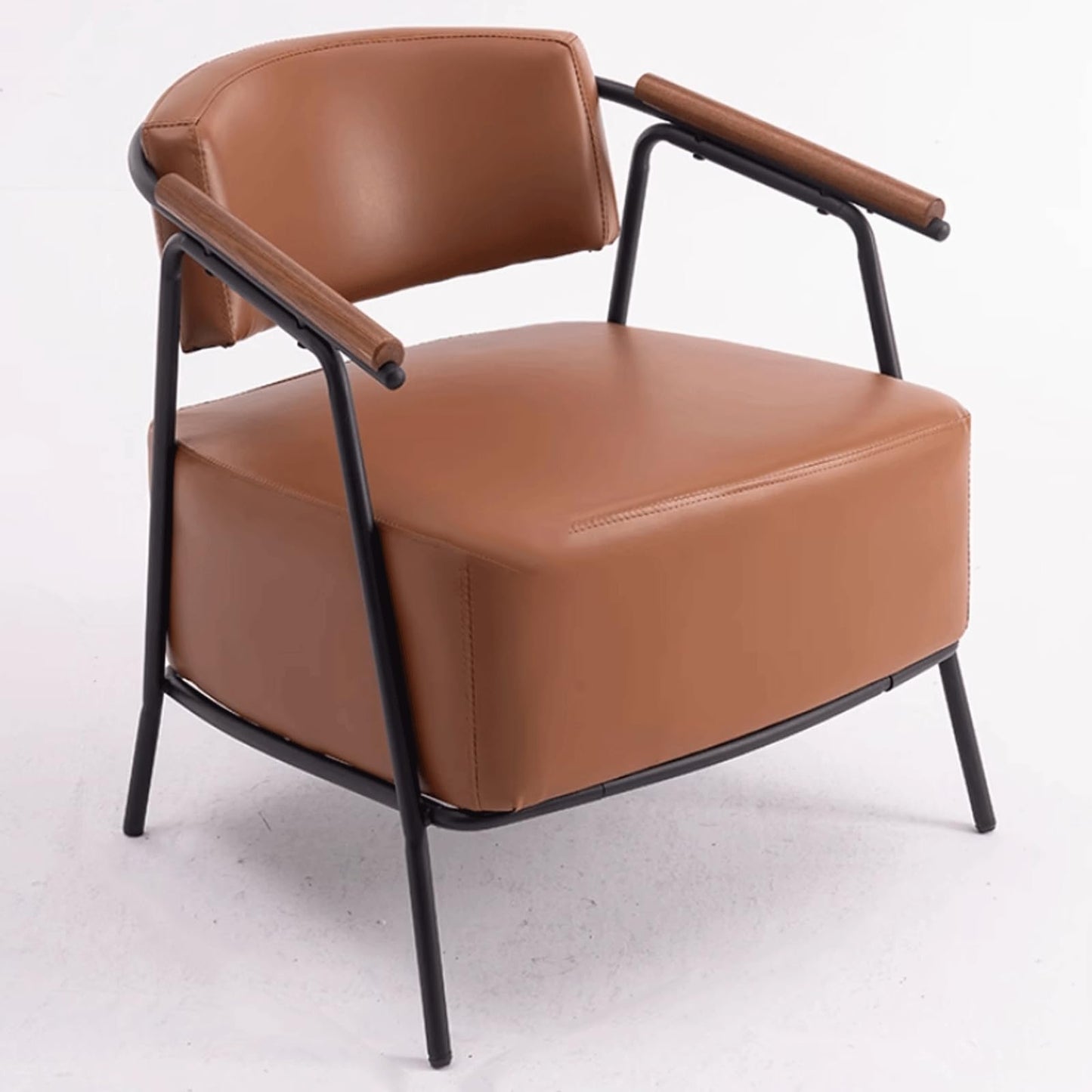 Audara-28 inch Casual Armchair Sofa Chair, Brown Leather Decorative Chair, Retro Style Sofa, Carbon Steel Chair Legs, Suitable for Living Room, Bedroom, Dining Room.