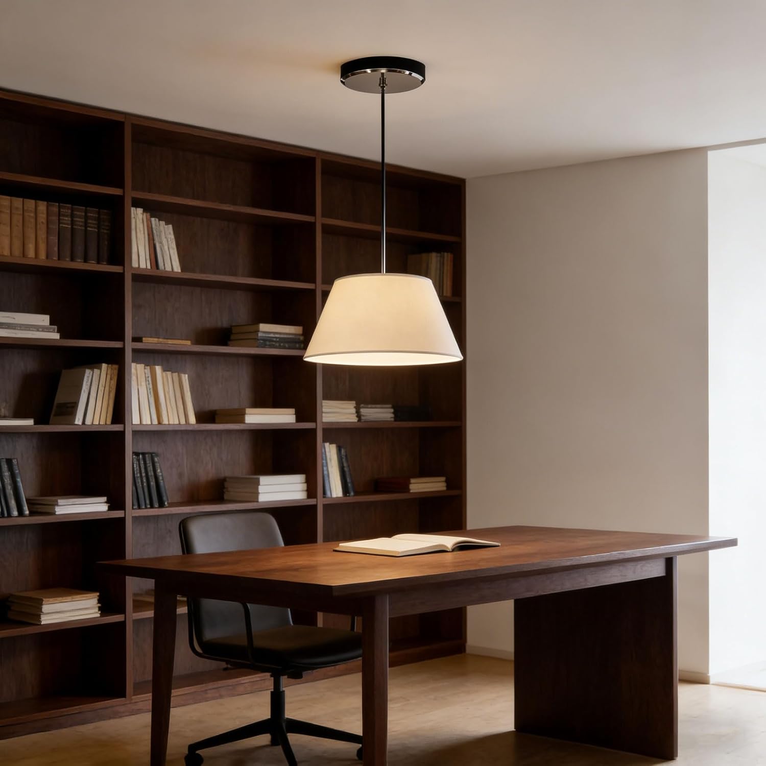 Audara 20in White Fabric Drum Pendant Light, Three-Color dimmable LED Fabric Chandelier, Suitable for bedrooms, Living Rooms, Dining Rooms, and Kitchen Islands Drum Light Fixture