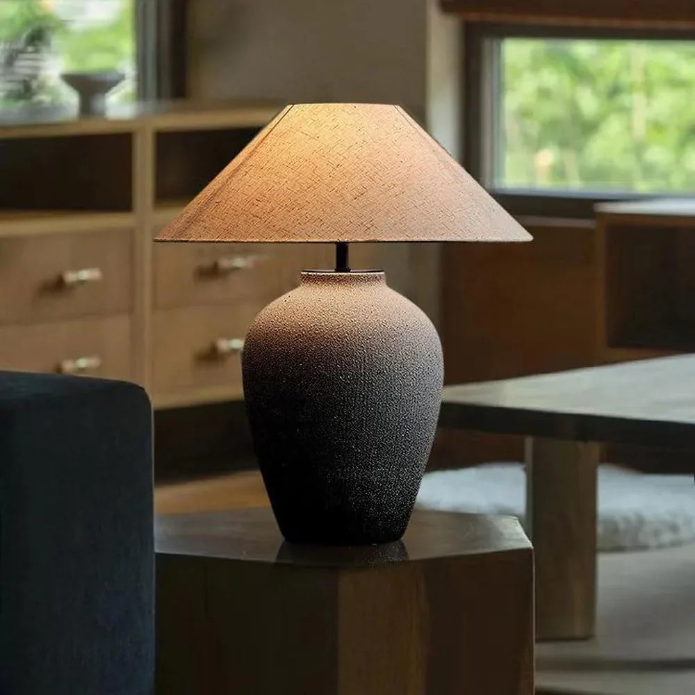 Audara-Chinese Vintage Farmhouse Rural Desk Light Light Luxury Elegant Pottery Jar Desk Lamp Hotel Front Desk Coffee Shop Restaurant Table Lamp Mall Villa Mall Front Desk Lighting Fixture