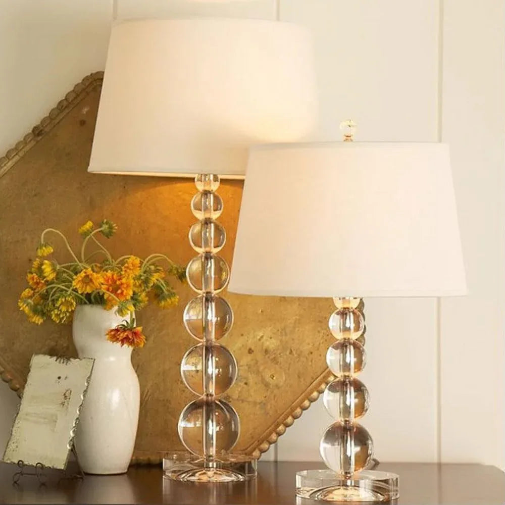 Audara-American Luxury Bedroom Bedside Desk Light Scandinavian Simple Fabric Crystal Desk Lamp Office Study Room Living Room Table Lamp Coffee Shop Hotel Guest Room Restaurant Lighting Fixture