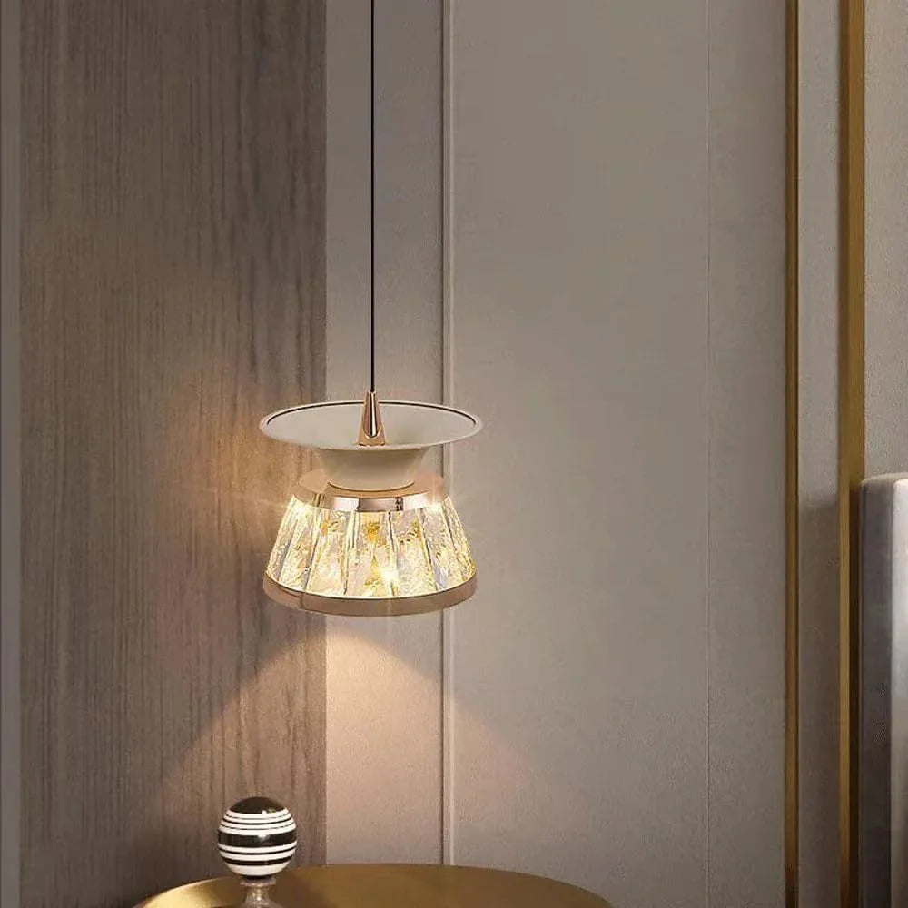 Audara-Creative Crystal Chandelier, 6-inch Ceiling Hanging Decorative Light Fixture, Modern Minimalist Style, Bohemian Style, Suitable for Bedrooms, Hotels, Kitchens, Islands, Entryways, Etc.