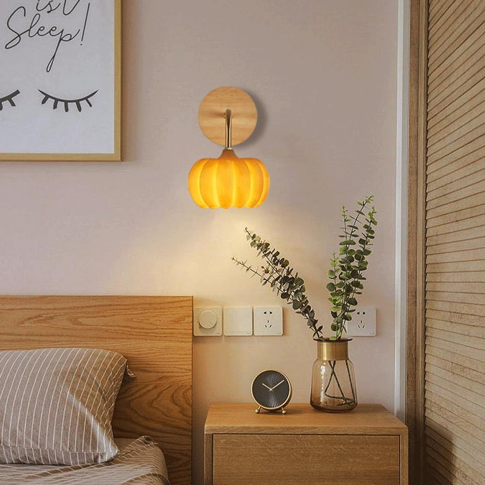 Audara-Japanese Pumpkin Log Style Wall Lamp Bedroom Bedside LED Wall Lights Creative Backdrop Resin Sconces Designer Premium Single Head Mounted Lighting Fixture