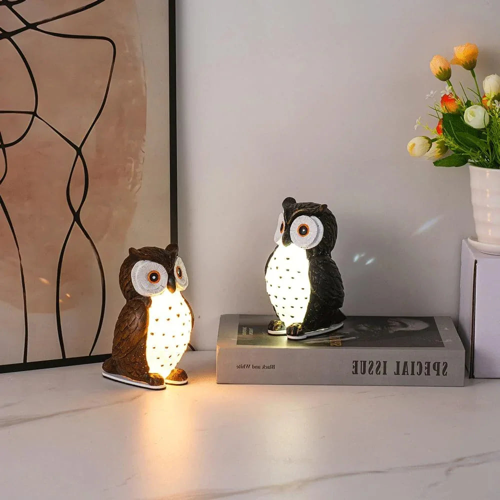 Audara-Cute Bedroom Kids Room Desk Light Premium Feeling Black Owl Resin Desk Lamp Amusement Park Boys Room Girls Room Table Lamp School Amusement Park Library Lighting Fixture