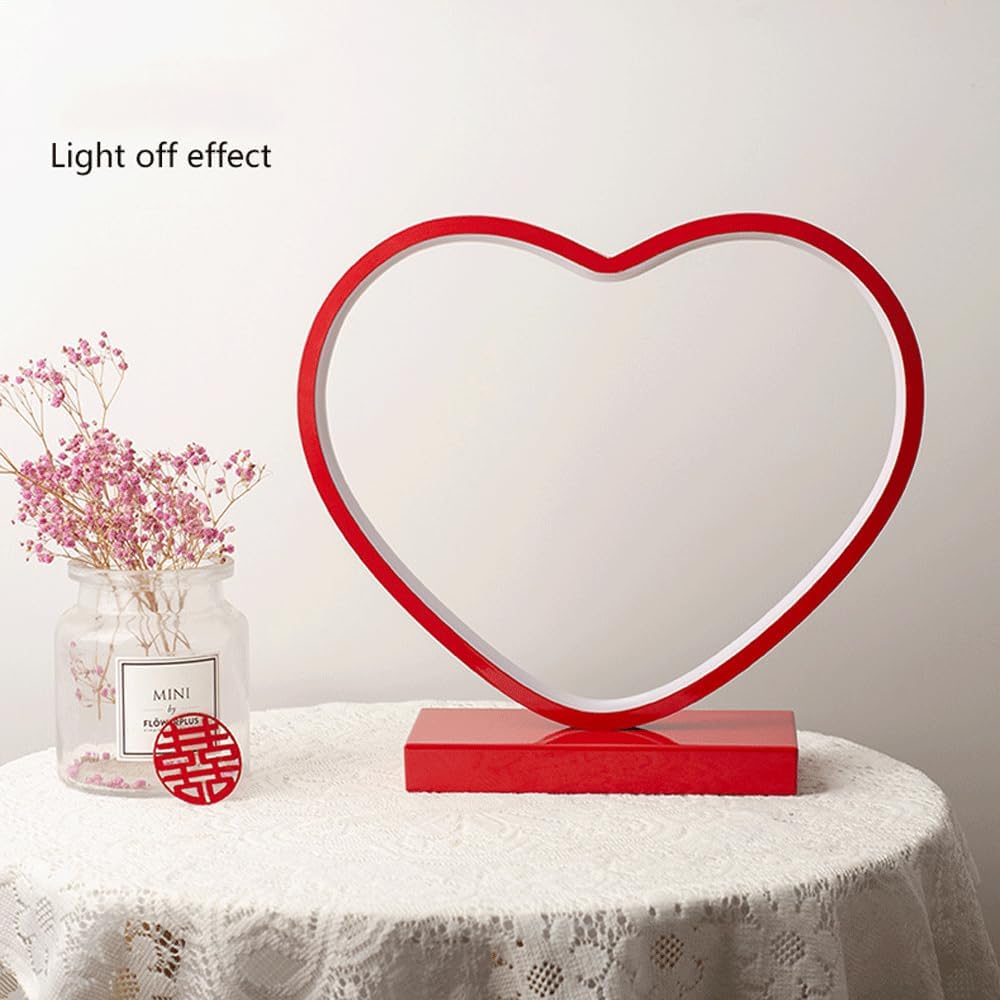 Audara-Creative Red Heart Shape Bedroom Bedside Desk Light Warm Wedding Decoration Desk Lamp 3 Colours Variable Light Aluminium LED Table Lamp Sample Room Cafe Restaurant Decoration Lighting Fixture
