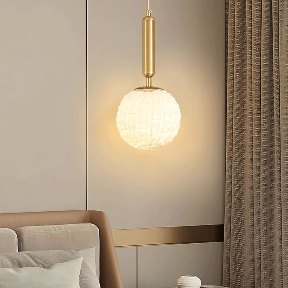 Audara-5-inch Diameter Crystal Pendant Light, Spherical Decorative Lamp, Bohemian Style, European Minimalist Style, Suitable for Bedrooms, Hotels, Entryways, Kitchen Islands, and Other Scenarios.