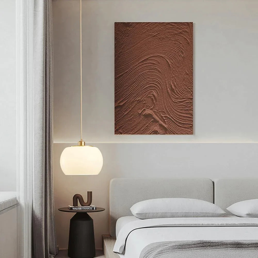 Audara-Modern Minimalist Dining Table Brass Pendant Light Cozy Study Cream Glass Hanging Lamp10.62in Bedroom Bedside Chandeliers Tea Room Hall Hallway Aisle Lighting Fixture