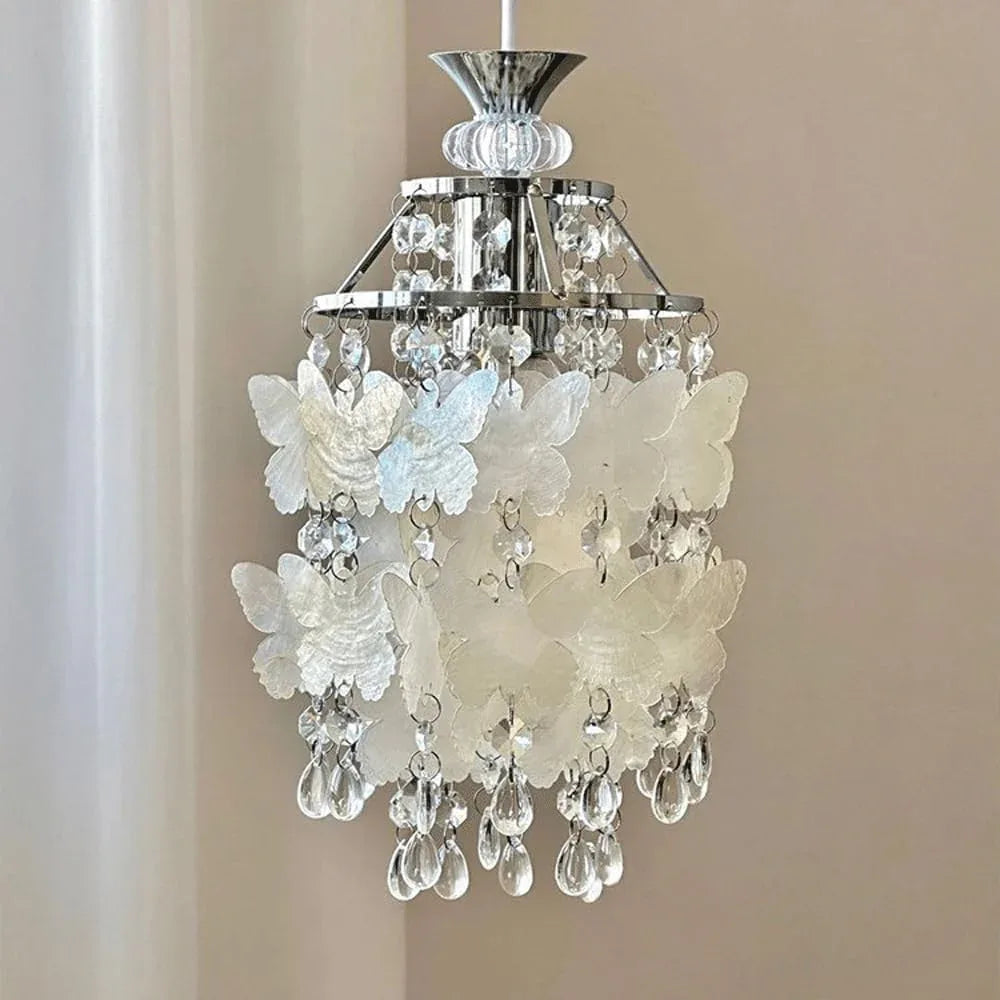 Audara-8-inch Butterfly-Shaped Crystal Chandeliers Suitable for Installation in Diverse Spaces Such As Bedrooms, Hotels, and Kitchen Islands Glass Chandelier for Living Room Minimalist European Style