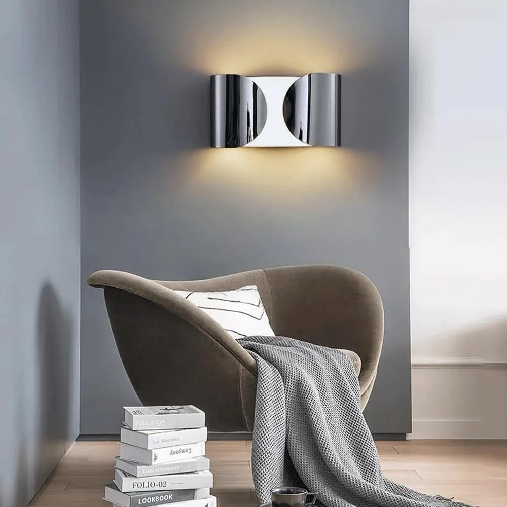Audara-Scandinavian Stainless Steel Wall Lamp Designer Model Home Light Luxury Wall Lights Living Room Corridor Decorative Sconces American Industrial Style Art Mounted Lighting Fixture