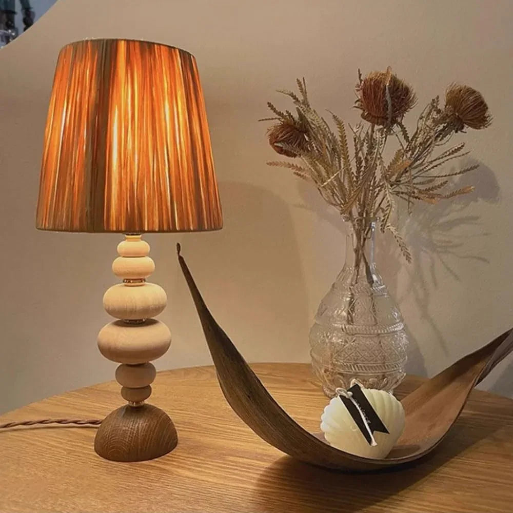 Audara-Wabi-sabi Style Vintage B&B Cafe Dining Room Desk Light Japanese Art Wood Desk Lamp Club Mall Table Lamp Model Home Backdrop Bedroom Living Room Lighting Fixture