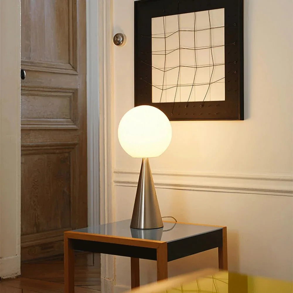 Audara-Luxury Postmodern Office Dormitory Apartment Desk Light Simple Metal White Spherical Glass Desk Lamp Fashion Living Room Bedroom Bedside Table Lamp B&B Villa Hotel Front Desk Lighting Fixture