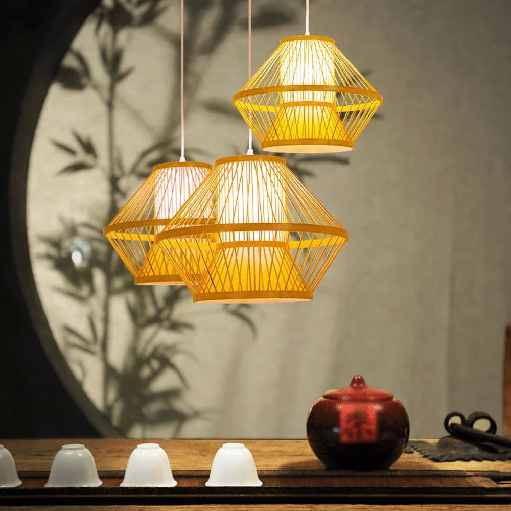 Audara-16-inch Boho Light Fixtures Ceiling Woven Pendant Light Crafted from Rattan and Faux Leather Fabric Suitable for Bedrooms, Hotels, Studies, and Various Spaces Pendant Chandelier