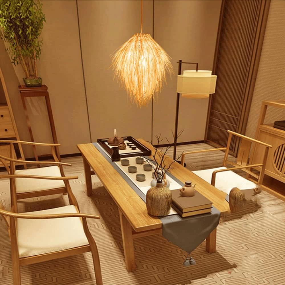 Audara - Lustres naturels simples / Suspension bohème chinoise / Luminaire tissé à la main en bambou personnalisé / B&B Café Salon Couloir Rustique Restaurant Hotpot Salle à manger Zone botanique de plage Suspension