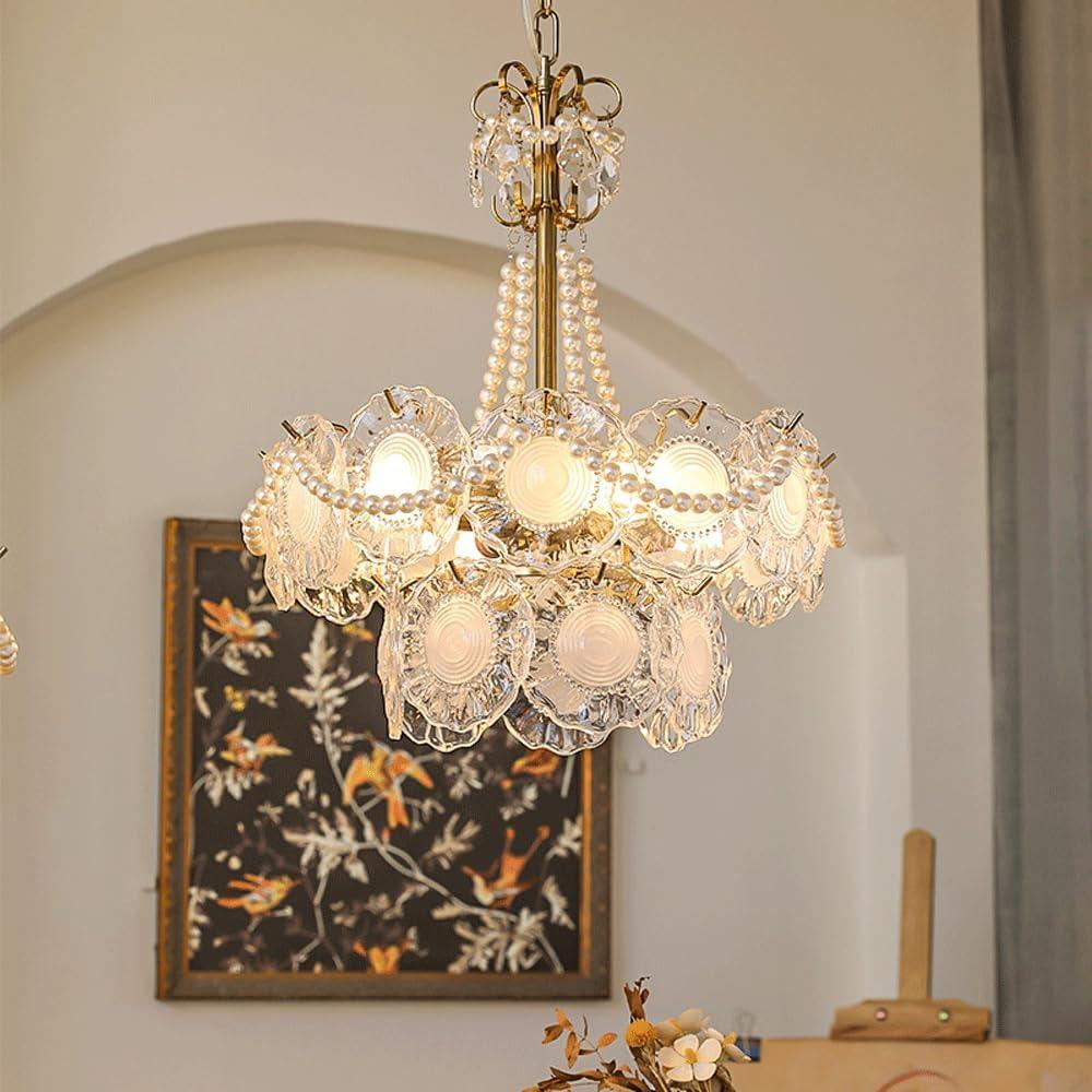 Audara-20-inch Crystal Chandeliers Round-Shaped European Modern Chandeliers Suitable for Living Rooms, Bedrooms, Studies, Dining Rooms, Hotels, Kitchens, and Island Ceiling Lights
