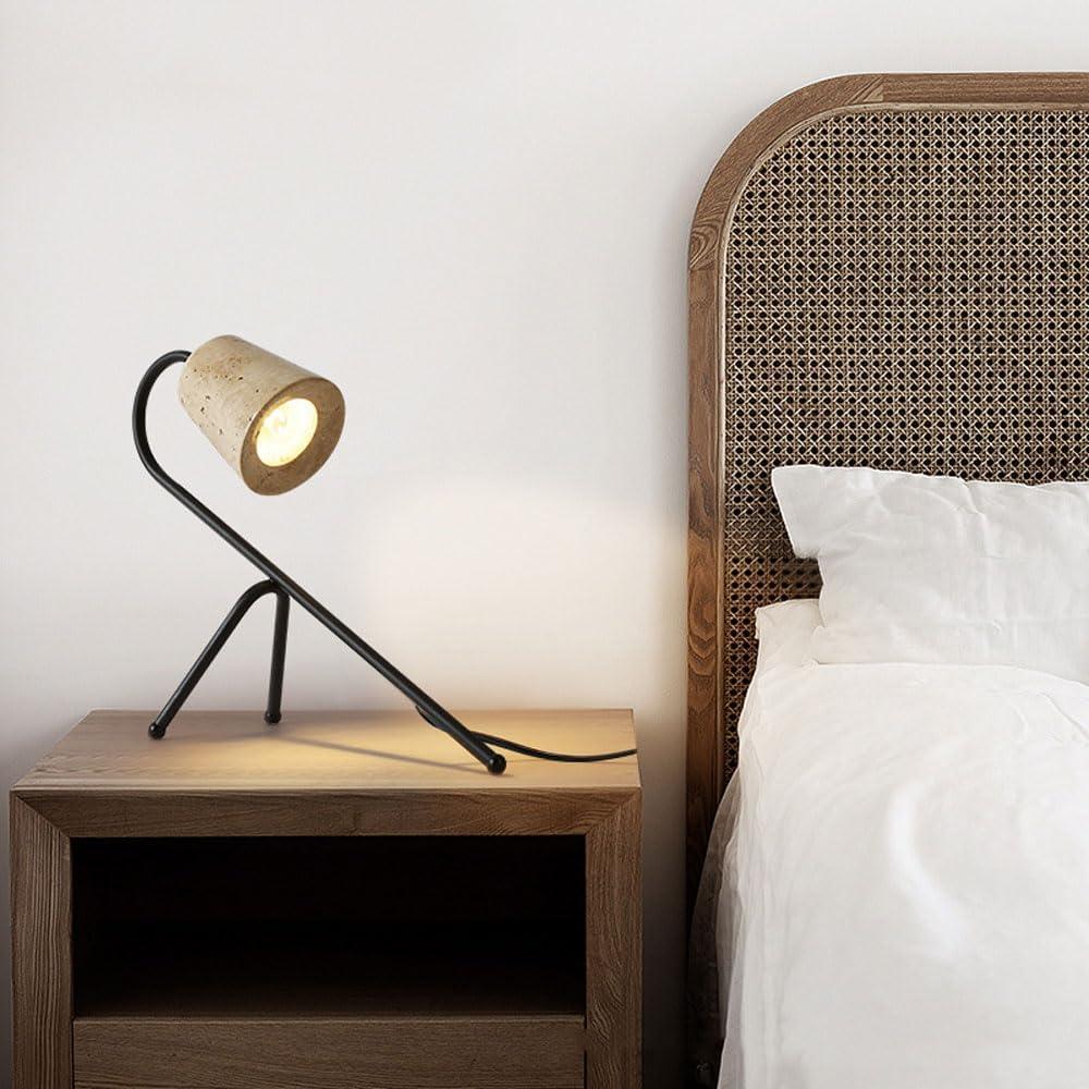 Audara-Wabi-sabi Style Geometric Travertine Desk Light Minimalist Art Showroom Living Room Villa Decorative Desk Lamp Study Room Office Model House Table Lamp Hotel Cafe Restaurant Lighting Fixture