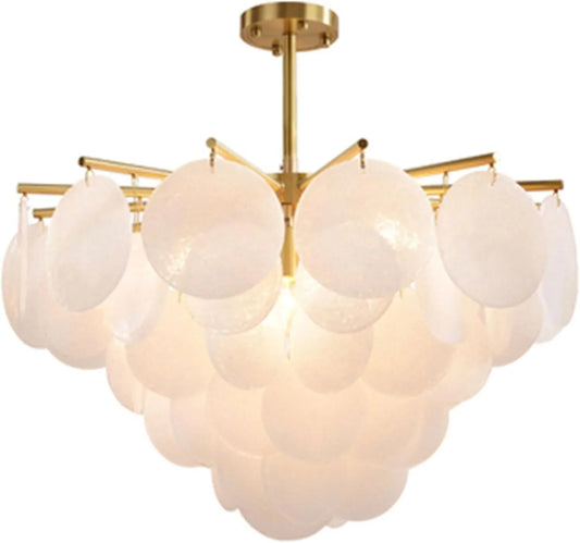 Audara-32-inch Crystal Chandeliers Can Be Installed in Various Spaces Such As Bedrooms, Hotels, and Kitchen Islands. Glass Round Chandelier for Living Room in Minimalist European Style.