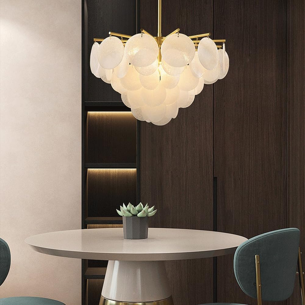 Audara-32-inch Crystal Chandeliers Can Be Installed in Various Spaces Such As Bedrooms, Hotels, and Kitchen Islands. Glass Round Chandelier for Living Room in Minimalist European Style.