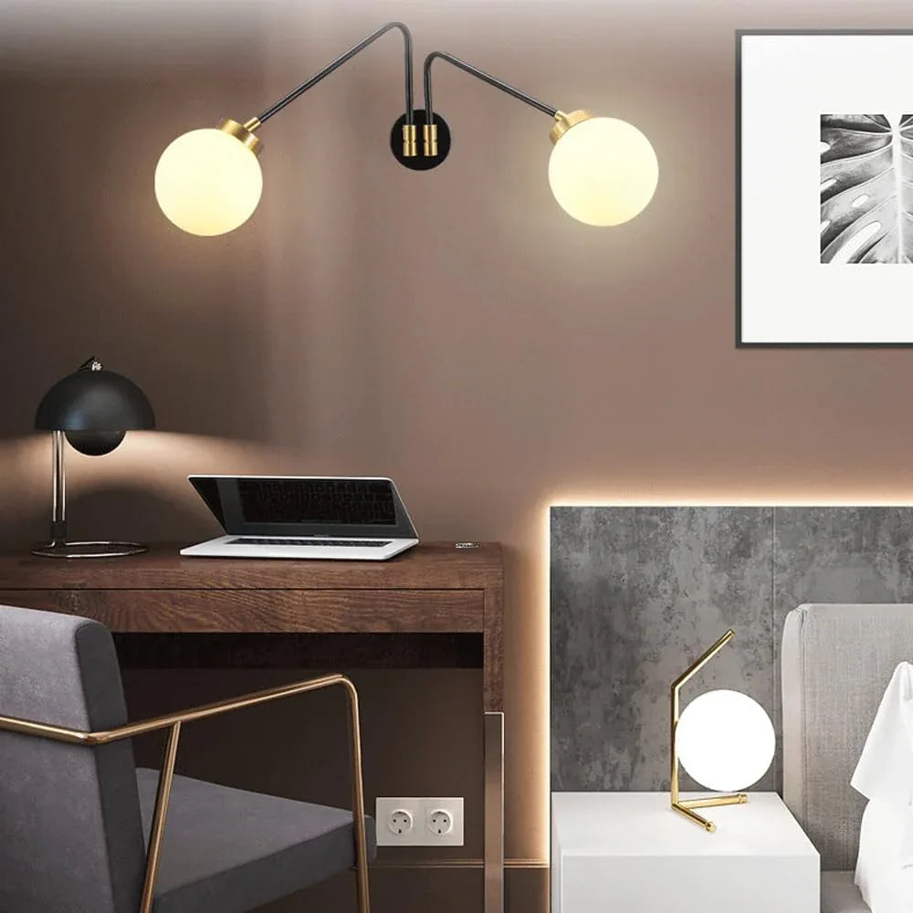 Audara-Scandinavian Simple Wall Lamp Living Room Study Bedroom Wall Lights Rotating Cafe Glass Sconces Aisle Corridor Ambience Mounted Lighting Fixture
