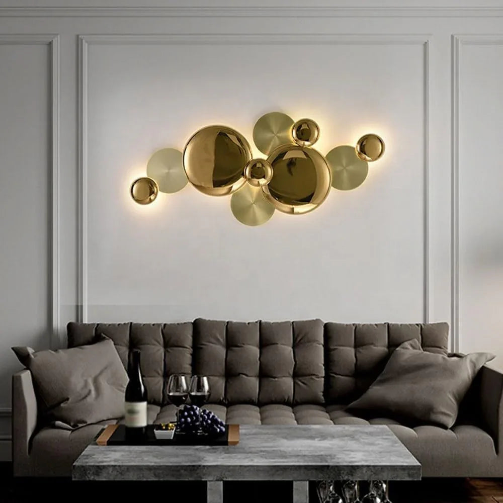 Audara-Nordic Light Luxury Large Aluminum Wall Lamp Modern Simple Villa Living Room Backdrop Wall Lights Luxury Hotel Bedroom Bedside Wall Sconces Suitable For High-end Restaurant Cafe Lighting Fixture