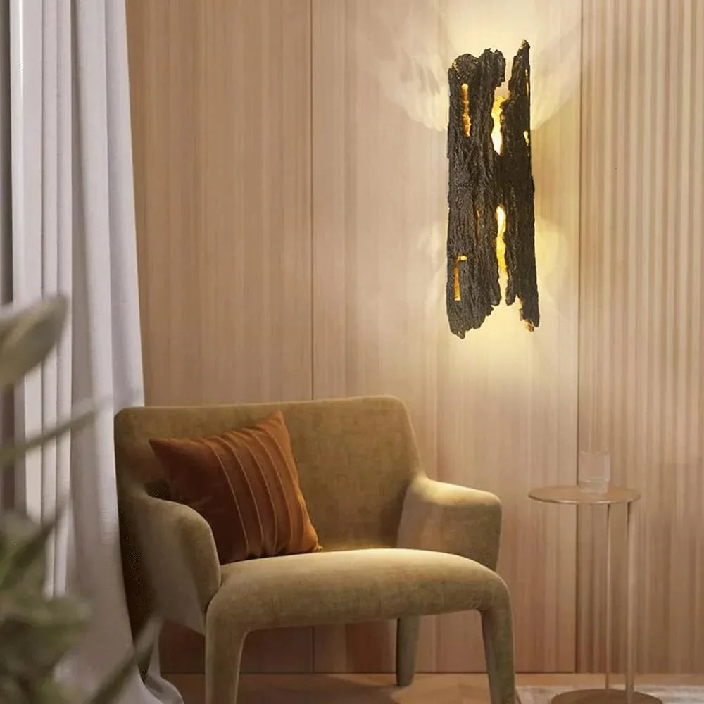 Audara-Faux Natural Resin Wall Lamp Bedroom Bedside Decorative Wall Lights Japanese Wabi-sabi Style Art Sconces Living Room B&B LED Mounted Lighting Fixture