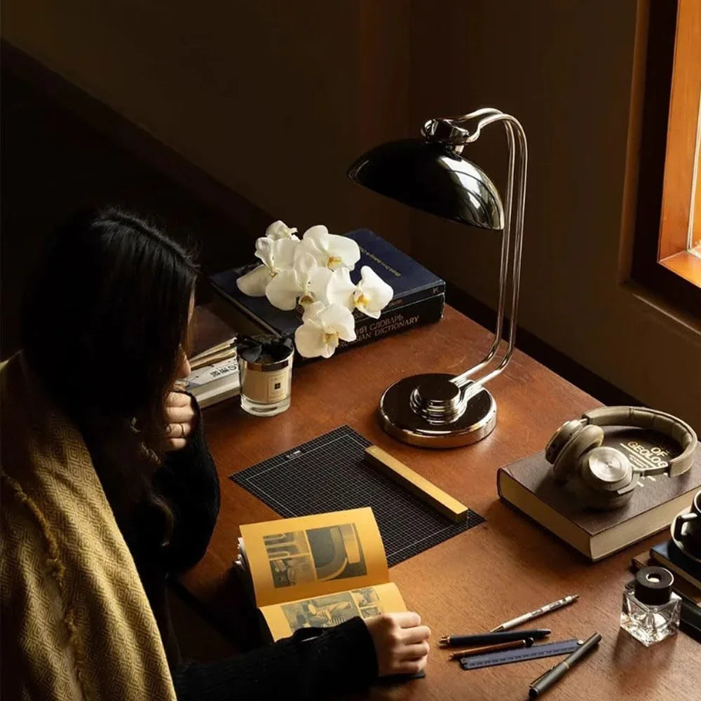 Audara-Retro Creative Bedroom Living Room Desk Light Exquisite Light Luxury Adjustable Angle Infinitely Dimmable Metal Desk Lamp Reading Study Office Table Lamp Hotel Front Desk Coffee Shop Lighting Fixture