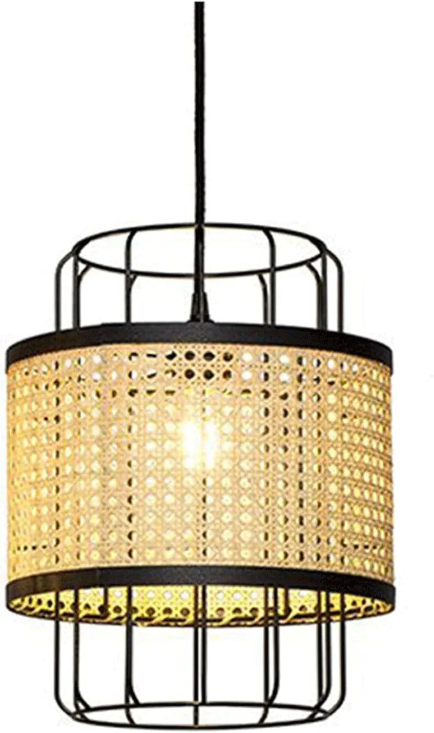Audara-16-inch Woven Pendant Light Metal Frame Paired with Rattan Material Fresh and Elegant Appearance Retro Without Appearing Old-Fashioned Bohemian, Wabi-sabi, Tropical—a Multi-Style Ceiling Light
