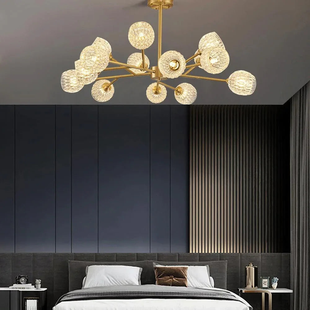 Audara-32-inch Crystal Chandeliers European Modern-Style Chandeliers for Living Rooms, Bedrooms, Studies, Hotels, and Kitchen Islands Ceiling Light Glass Chandelier