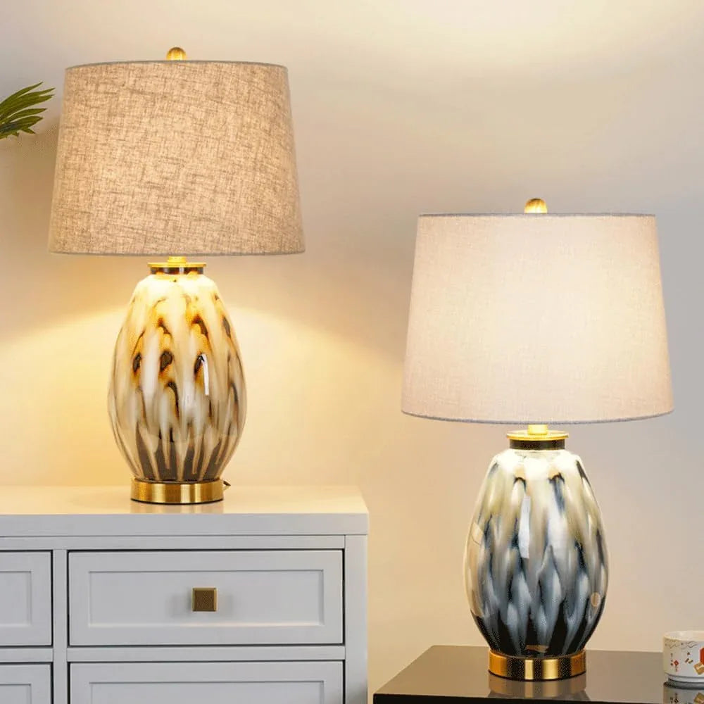 Audara-Modern American Living Room Study Desk Light High-end Luxury Ceramic Fabric Desk Lamp Bedroom Office Tea House Table Lamp Mall Hotel Decoration Restaurant Villa Lighting Fixture