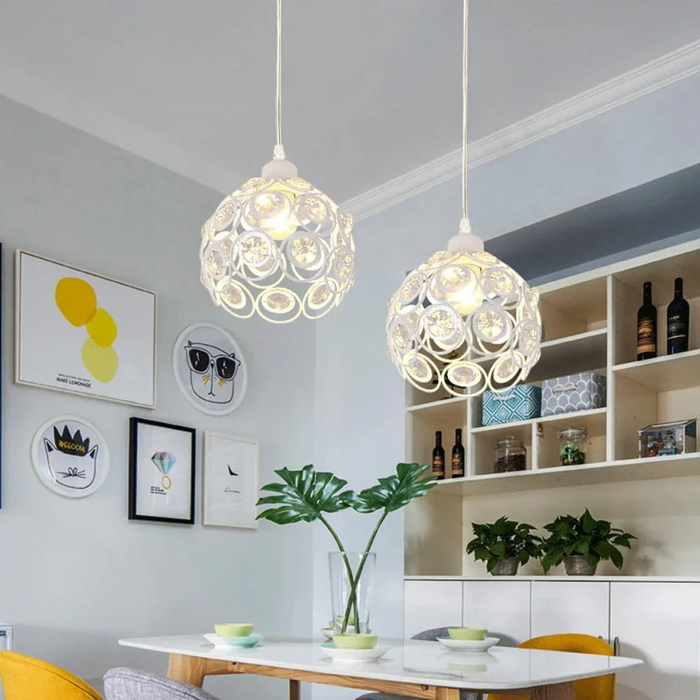 Audara-Crystal Pendant Light, 8-inch, Bohemian Style, Minimalist Design, Multi-Style Lighting Fixture Suitable for Living Rooms, Cafes, Dining Rooms, Kitchen Islands, and Entryways.