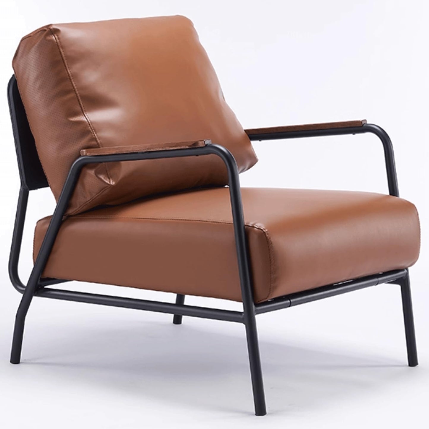 Audara-33 inch Leisure backrest Sofa Chair, Single Bench Orange Wooden armrest Oversized Accent Chair, Detachable backrest Design, Metal Frame, Suitable for Living Room, Bedroom, Reading Room