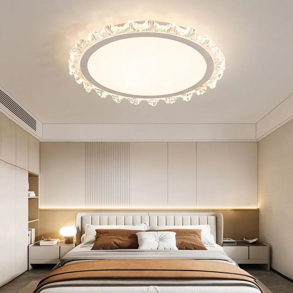 Audara-French Creative Flowers Ceiling Fixtures Cream Style Simple Living Room Bedroom Ceiling Light LED Highly Visible Eye Protection Ceiling Fixtures Light Luxury Variable Light Recessed Lighting Fixture
