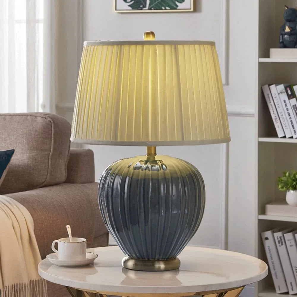 Audara-New Chinese Living Room Restaurant Hotel Front Desk Light American Simple Bedroom Bedside Reading Desk Lamp Warm Ceramic Fabric Table Lamp Club Mall Front Desk Cafe Lighting Fixture