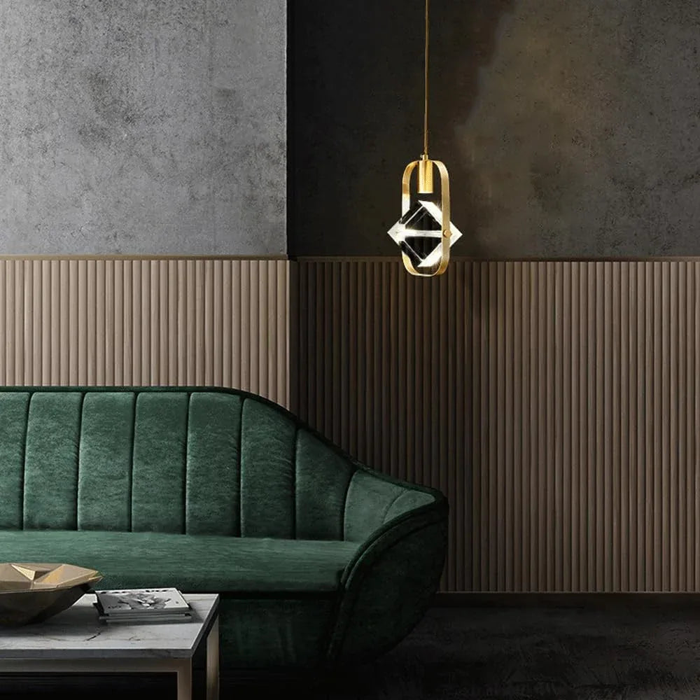 Audara-Crystal Pendant Light, 5-inch Diameter, Square Shape, Modern Minimalist Bohemian Style Decorative Lamp, Suitable for Various Spaces Such As Bedrooms, Hotel Entryways, and Cafes