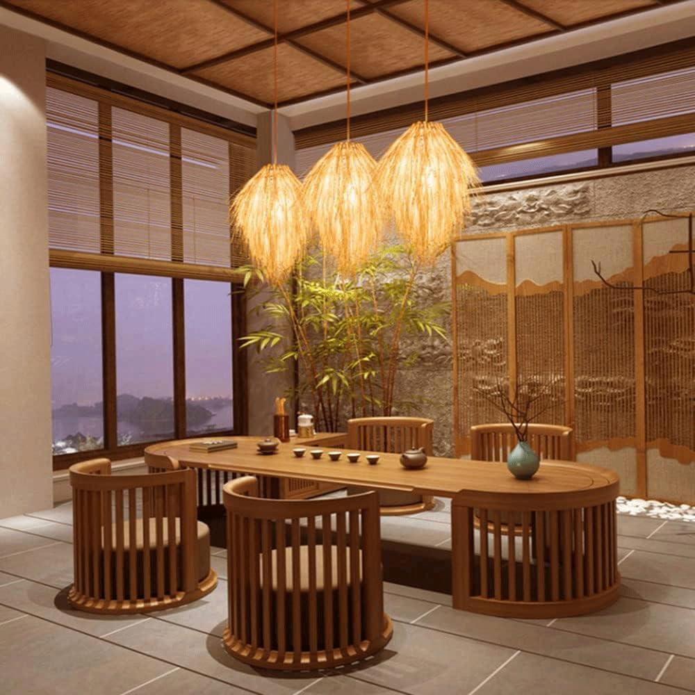 Audara-Simple Natural Chandeliers/Bohemian Chinese Pendant Light/Custom Bamboo Woven Handmade Lighting Fixture/B&B Cafe Living Room Hallway Rustic Hotpot Shop Dining Room Beach Botanical Area Hanging