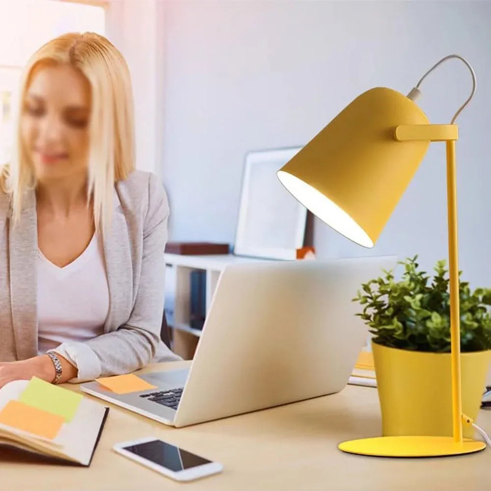 Audara-Scandinavian Simple Bedroom Study Office Desk Light Creative Warm Adjustable Angle Metal Desk Lamp Living Room Couch Side Dormitory Table Lamp Shop Workstation Macaron Lighting Fixture