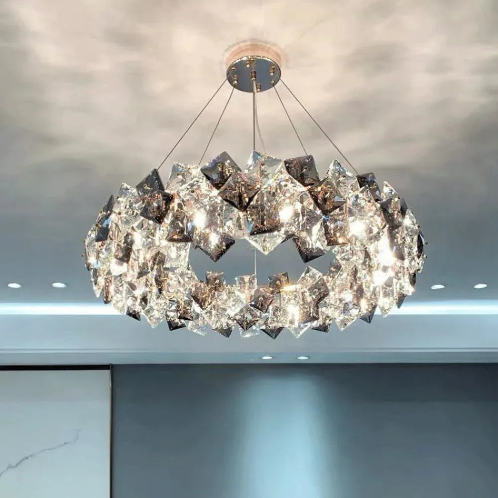 Audara-16-inch Crystal Chandeliers Suitable for Various Spaces Such As Bedrooms, Hotels, and Kitchen Islands Semi-Flush Mount Small Chandeliers for Living Rooms