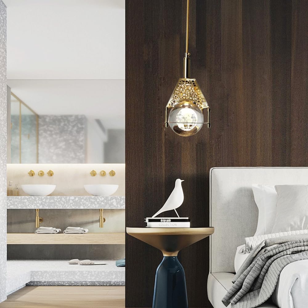 Audara-4.7-inch Spherical Crystal Pendant Light Bedside Table For Bedrooms, Hotels, Entryways, Kitchen Islands, And Various Other Spaces. Easily Integrates Into Minimalist, Bohemian, And European Styl