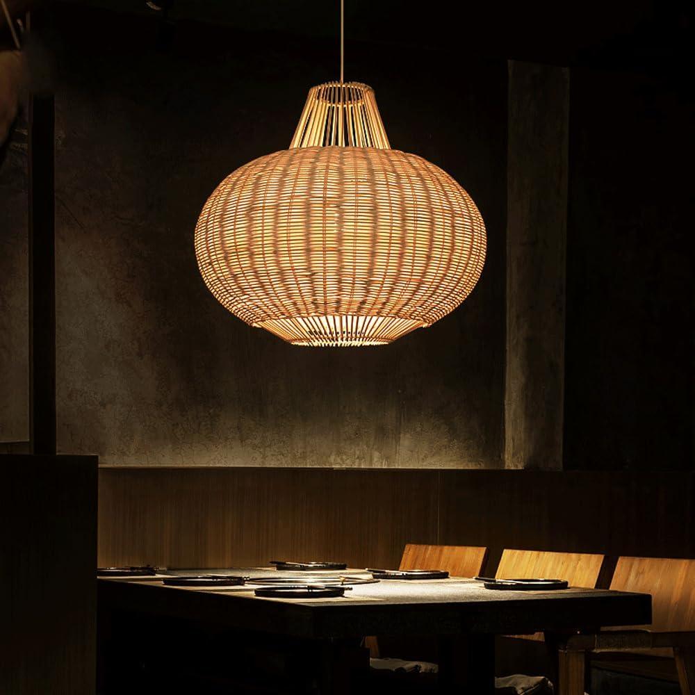 Audara-22in Woven Rattan Pendant Light Bohemian & Wabi-Sabi Style Multi-Functional Ceiling Light Fixture Suitable for Bedrooms, Hotels, Study Rooms, Dining Areas, Entryways, and More Retro Lamp