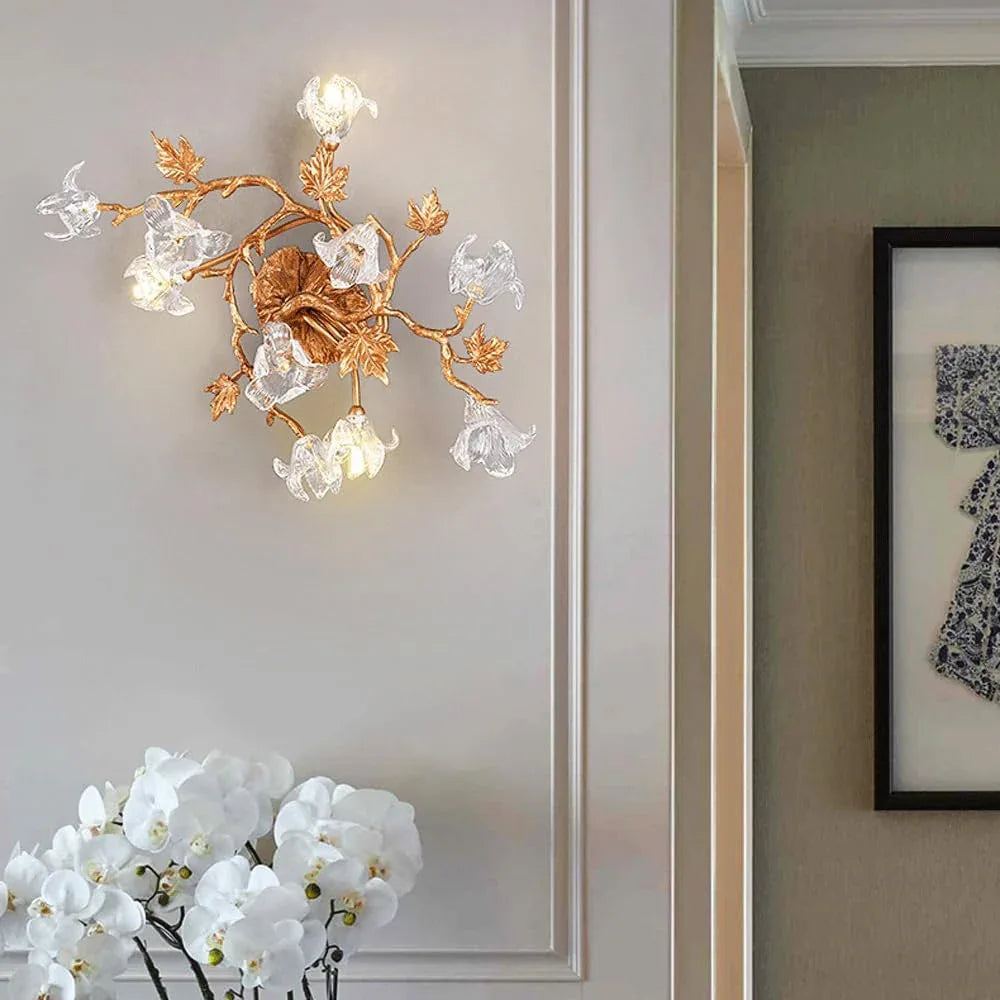 Audara-Postmodern Light Luxury Full Copper Wall Lamp Simple Living Room Background Wall Lights Creative Bedside Lamp Corridor Mounted Luxury Fashion Crystal Lighting Fixture
