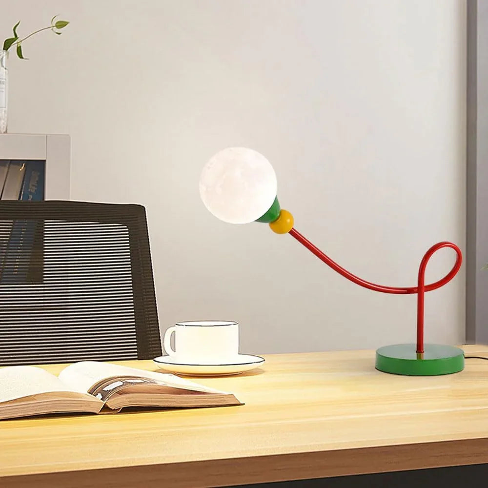 Audara-Simple Retro Living Room Study Desk Light Creative Moon Ball Metal Desk Lamp Bedroom Bedside Warehouse Workstation Table Lamp Villa Farmhouse Dormitory Apartment Bar Decoration Lighting Fixture
