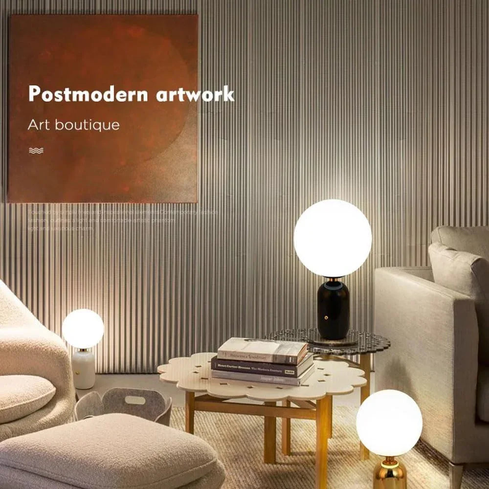 Audara-Scandinavian Simple Study Office Living Room Desk Light Creative Light Luxury Metal Milk White Orb Glass Desk Lamp Dormitory Apartment Bedroom Bedside Table Lamp Cafe Restaurant Lighting Fixture