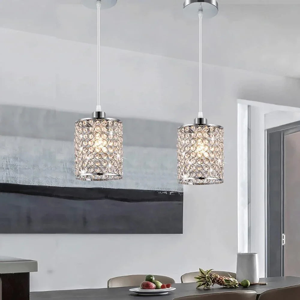 Audara-Diamond Crystal Pendant Light, Small Hanging Decorative Light Fixture, Modern Minimalist Style, Bohemian Style, Suitable for Bedrooms, Hotel Rooms, Kitchen Islands, Entryways, Etc