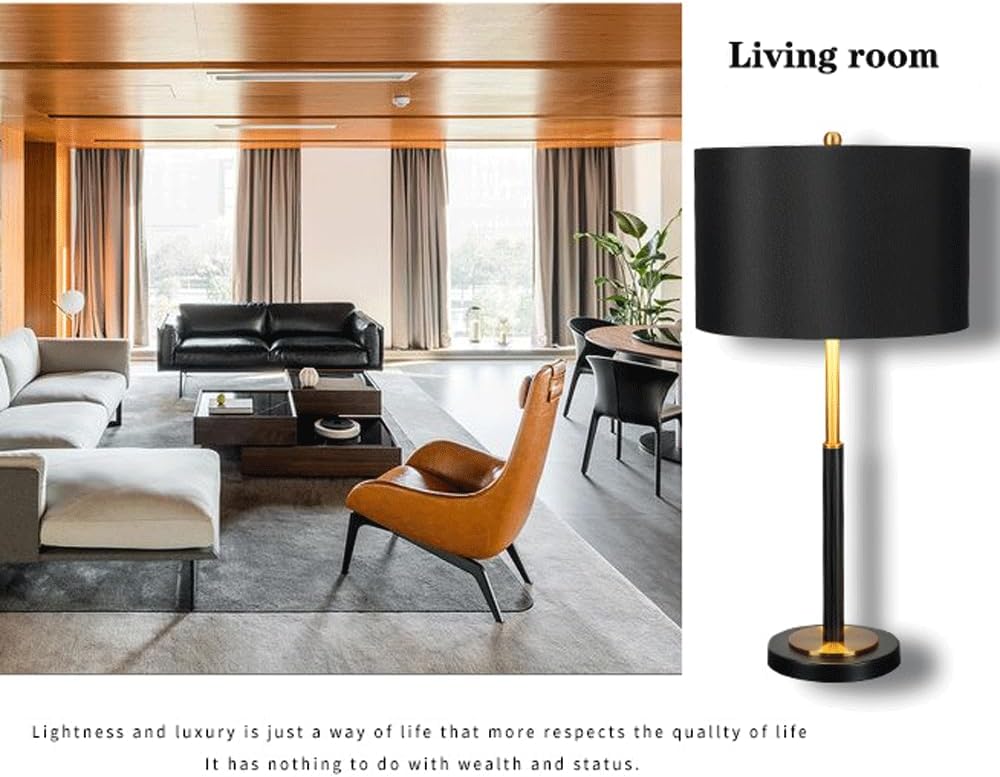 Audara-Luxury Postmodern Study Bedroom Desk Light Simple Living Room Sofa Beside Bedside Desk Lamp Fashion Black Cylinder Fabric Table Lamp Hotel Front Desk Coffee Shop B&B Lighting Fixture
