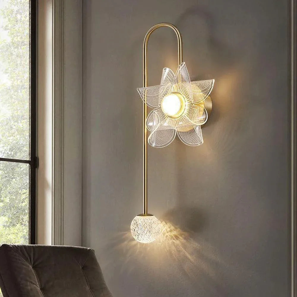 Audara-Scandinavian Postmodern Wall Lamp Light Luxury Bedside Wall Lights Modern Simple Crystal Sconces Bedroom Living Room Background Wall Mounted Lighting Fixture