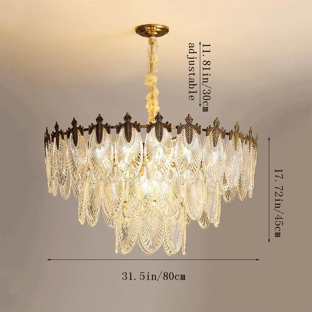 Audara-32-inch Crystal Chandeliers Round-Shaped European Modern Chandeliers Suitable for Living Rooms, Bedrooms, Studies, Dining Rooms, Hotels, Kitchens, and Island Ceiling Lights
