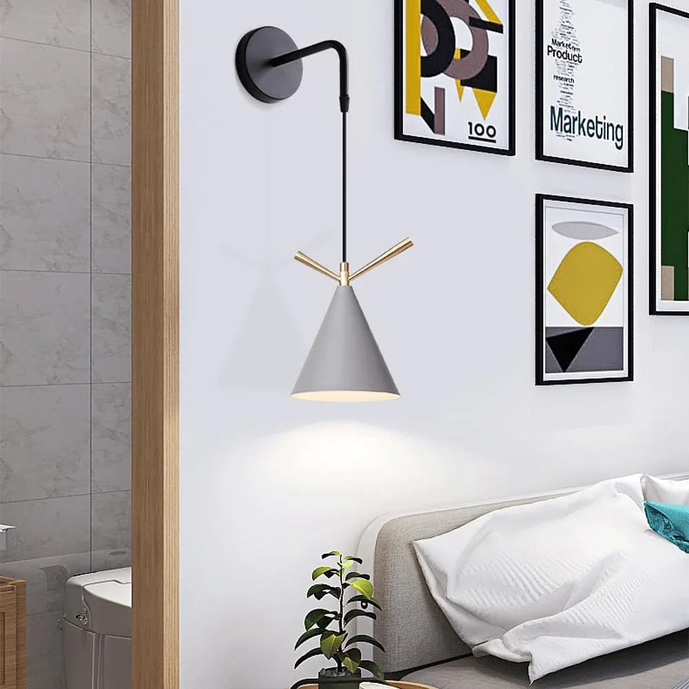 Audara-Bedroom Bedside Single Head Wall Lamp Creative Indoor Decorative Wall Lights Scandinavian Simple Personalized Sconces American Industrial Style Metal Mounted Lighting Fixture