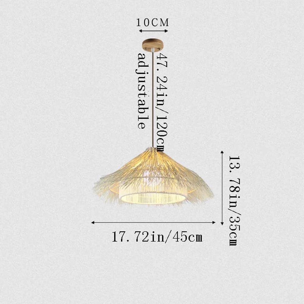 Audara-18-inch Woven Pendant Light Metal Frame Paired with Rattan and Rope Craftsmanship Fresh and Elegant Appearance Retro Without Appearing Old-Fashioned Bohemian Ceiling Light Fixture