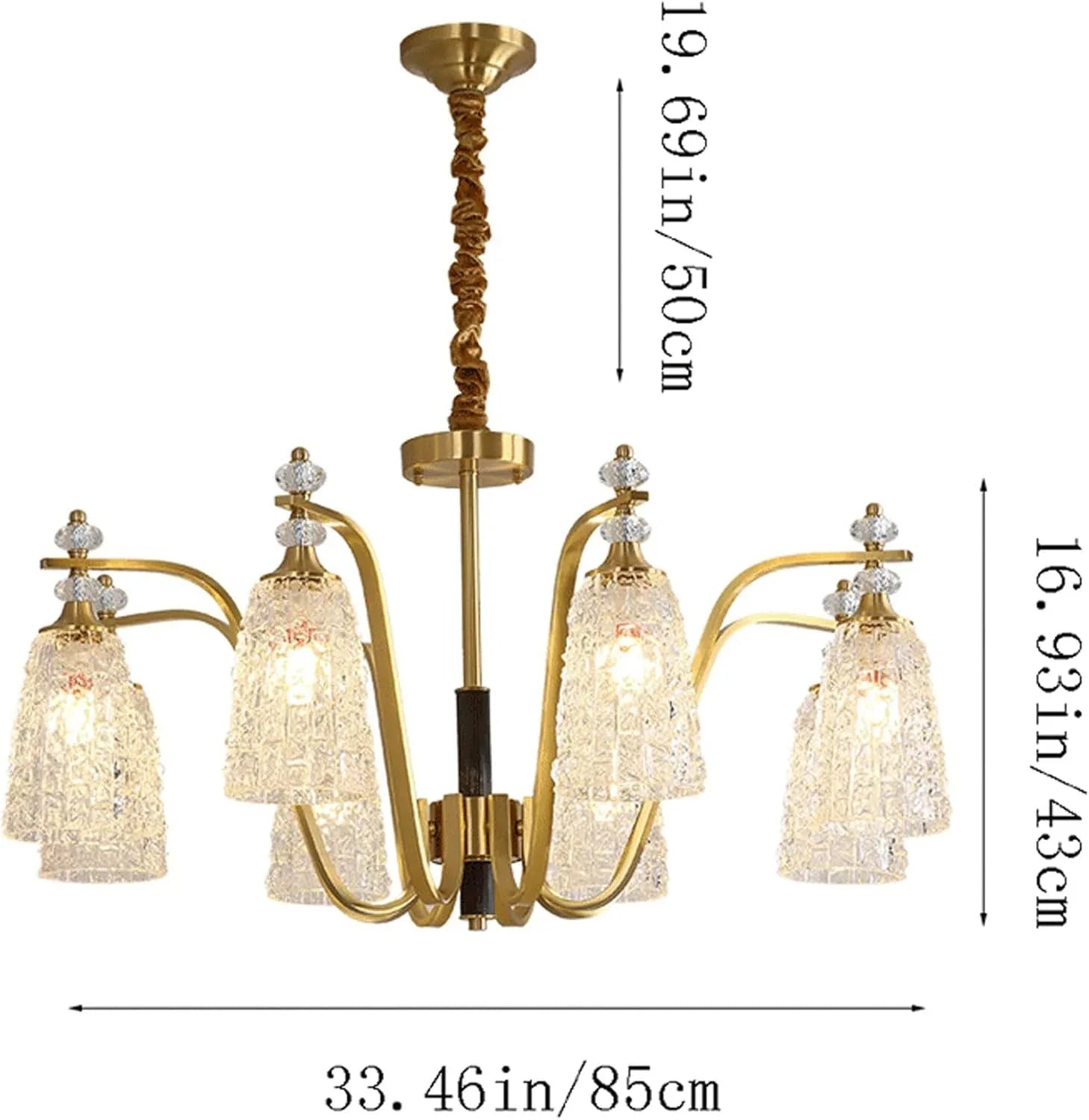Audara-33-inch Crystal Chandeliers with 8 Light Heads European Modern-Style Chandeliers for Living Rooms Suitable for Bedrooms, Studies, Hotels, Kitchens, and Island Ceiling Lights Brass Chandelier